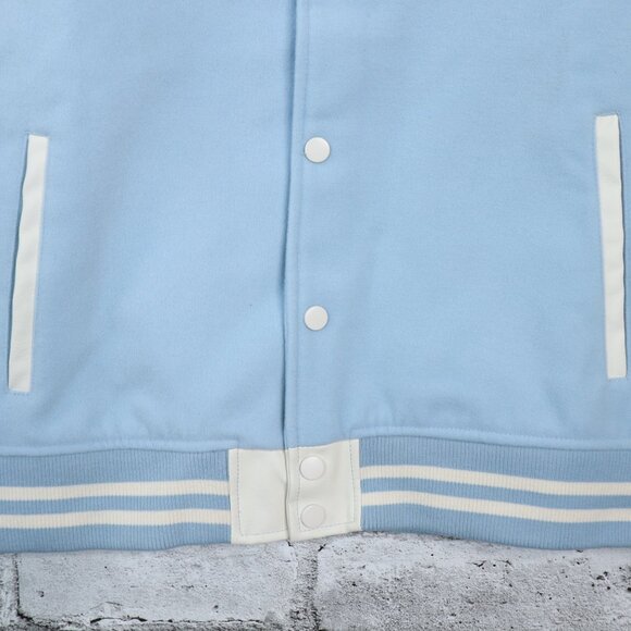 Nova Men Cone Applique Varsity Bomber Button Down Jacket Light Blue Size Xl - Picture 8 of 16